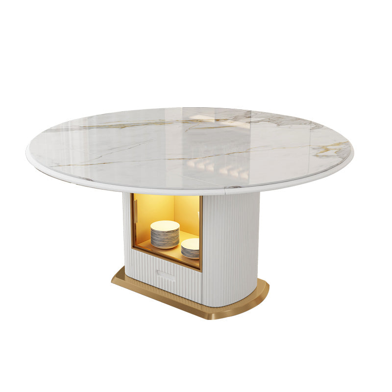 Glam 1/4/7/9 Pieces Scalable Dinette Set with Sintered Stone Top Round Dining Table Set