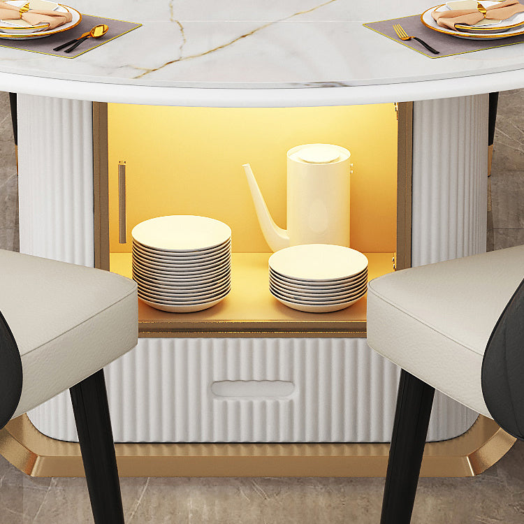 Glam 1/4/7/9 Pieces Scalable Dinette Set with Sintered Stone Top Round Dining Table Set