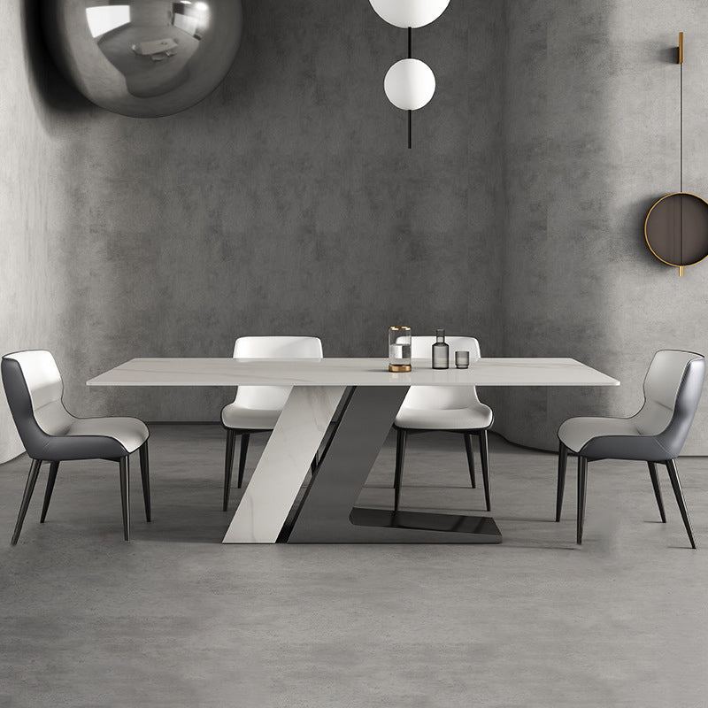 Designer Style 1/2/5/7 Pieces Sintered Stone Dining Set Rectangle White Table with Chairs