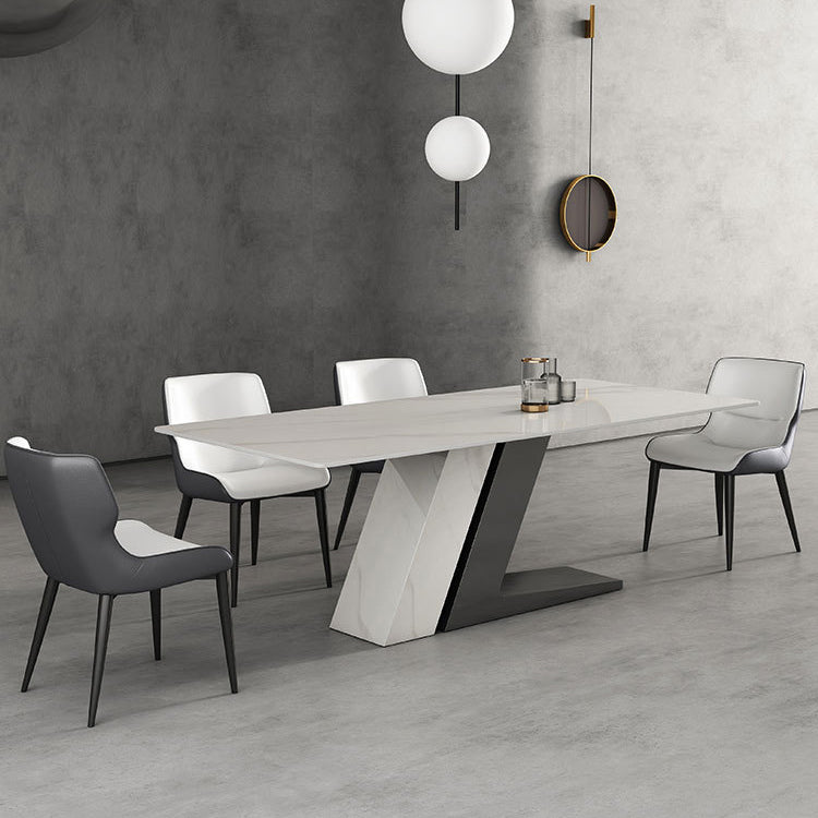 Designer Style 1/2/5/7 Pieces Sintered Stone Dining Set Rectangle White Table with Chairs
