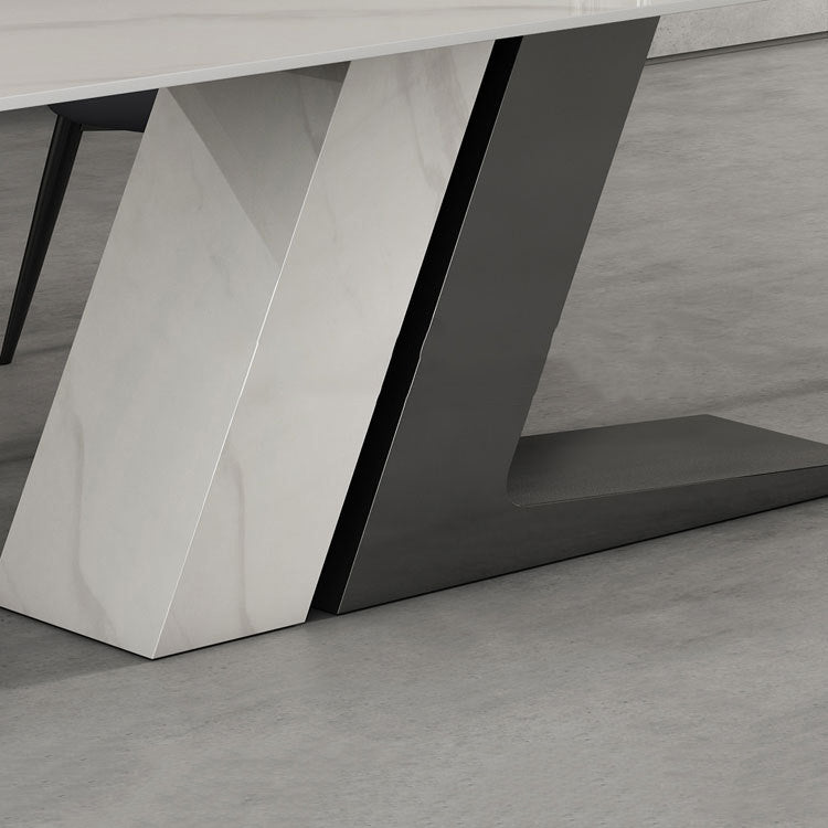 Designer Style 1/2/5/7 Pieces Sintered Stone Dining Set Rectangle White Table with Chairs
