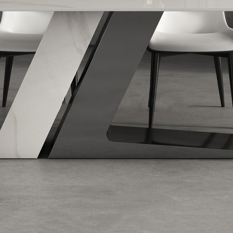 Designer Style 1/2/5/7 Pieces Sintered Stone Dining Set Rectangle White Table with Chairs