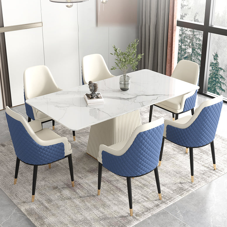 Nordic Sintered Stone Top Dining Set Rectangle 1/2/5/7 Pieces Dining Table with Chairs