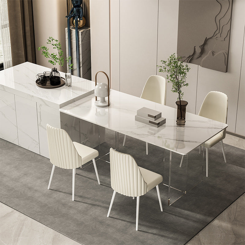 Designer Style Sintered Stone Dining Set Rectangle 1/5/7 Pieces Dining Table with Chairs