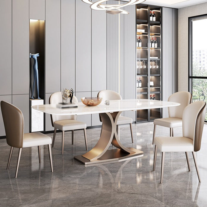 Luxury Sintered Stone Top Dining Set Rectangle 1/4/5/6 Pieces Dining Table with Chairs