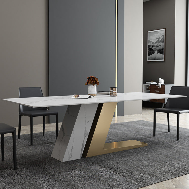 Nordic Sintered Stone Top Dining Set Rectangle 1/3/4/5/6/7 Pieces Dining Table with Chairs