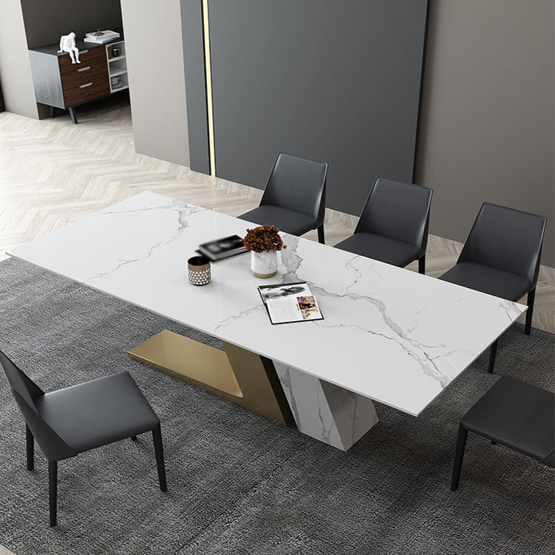 Nordic Sintered Stone Top Dining Set Rectangle 1/3/4/5/6/7 Pieces Dining Table with Chairs