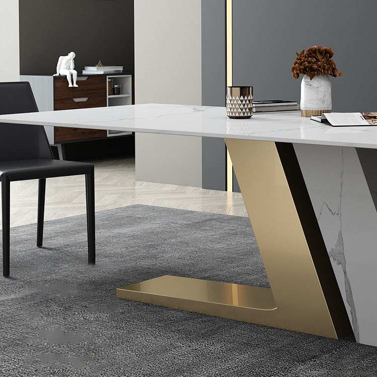 Nordic Sintered Stone Top Dining Set Rectangle 1/3/4/5/6/7 Pieces Dining Table with Chairs