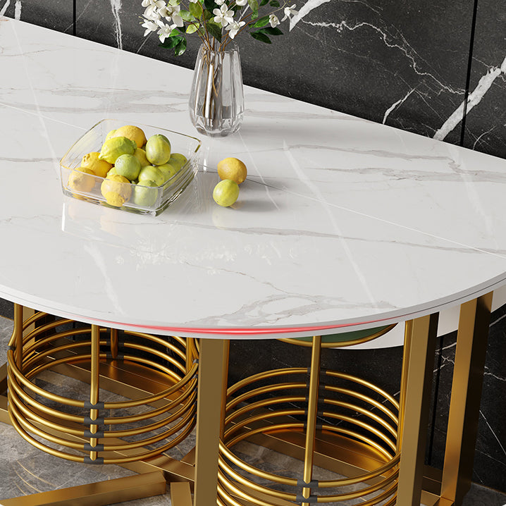 Glam Round Dinette Set 1/2/3/7 Pieces Gold Foldable Dining Table Set