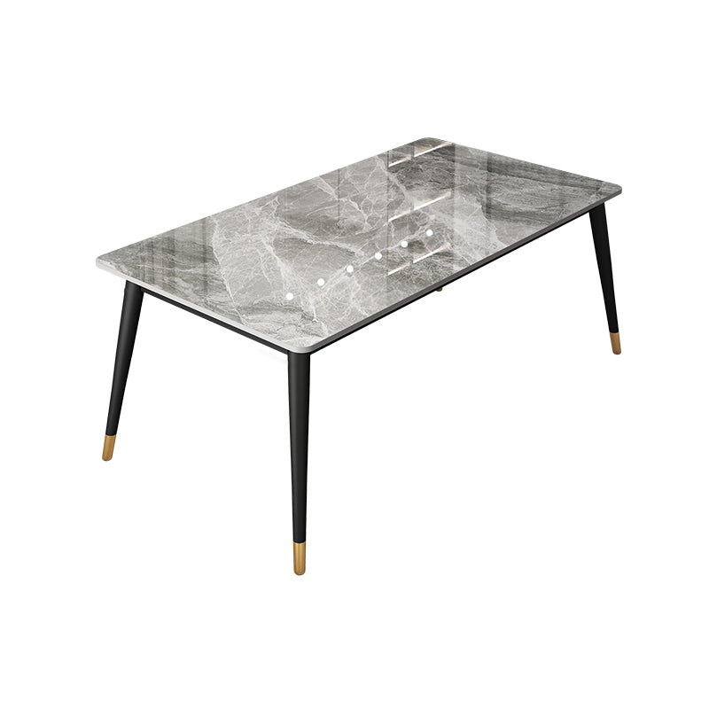 Glam Rectangle Dinette Set 1/4/5/7 Pieces Dining Table Set with Grey Sintered Stone Top