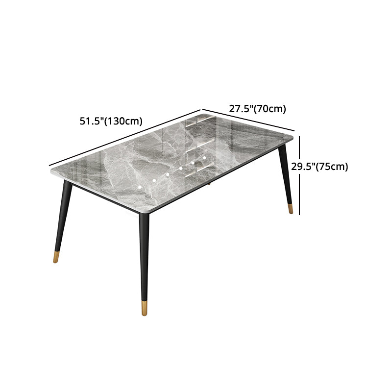 Glam Rectangle Dinette Set 1/4/5/7 Pieces Dining Table Set with Grey Sintered Stone Top