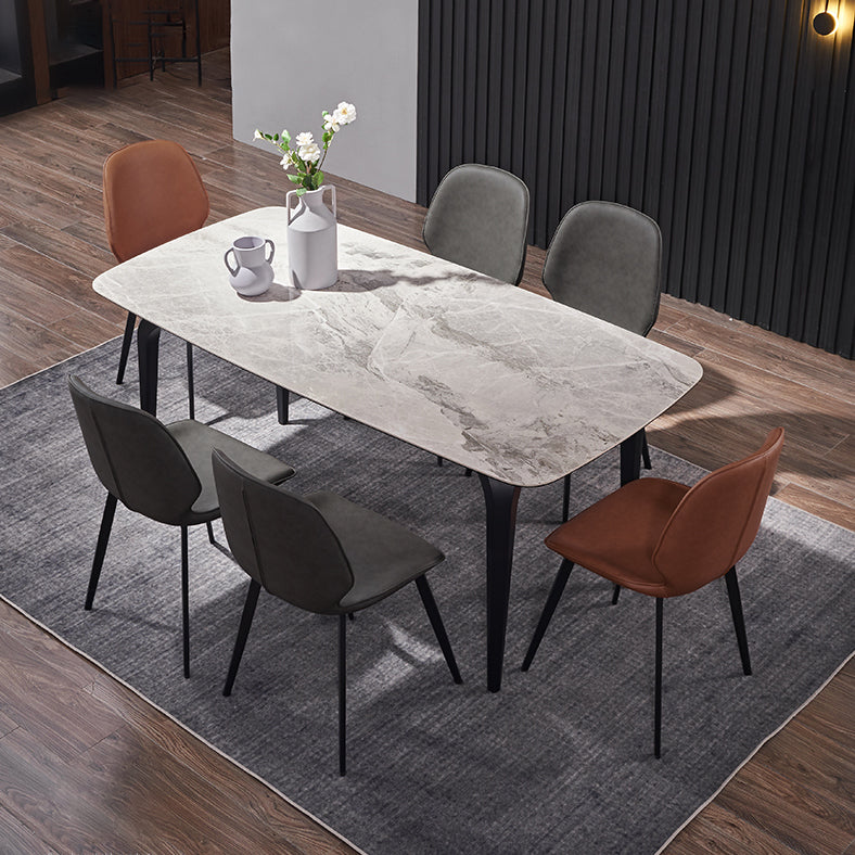 Modern Rectangle Dinette Set 1/2/4/5/7 Pieces Dining Table Set with Grey Sintered Stone