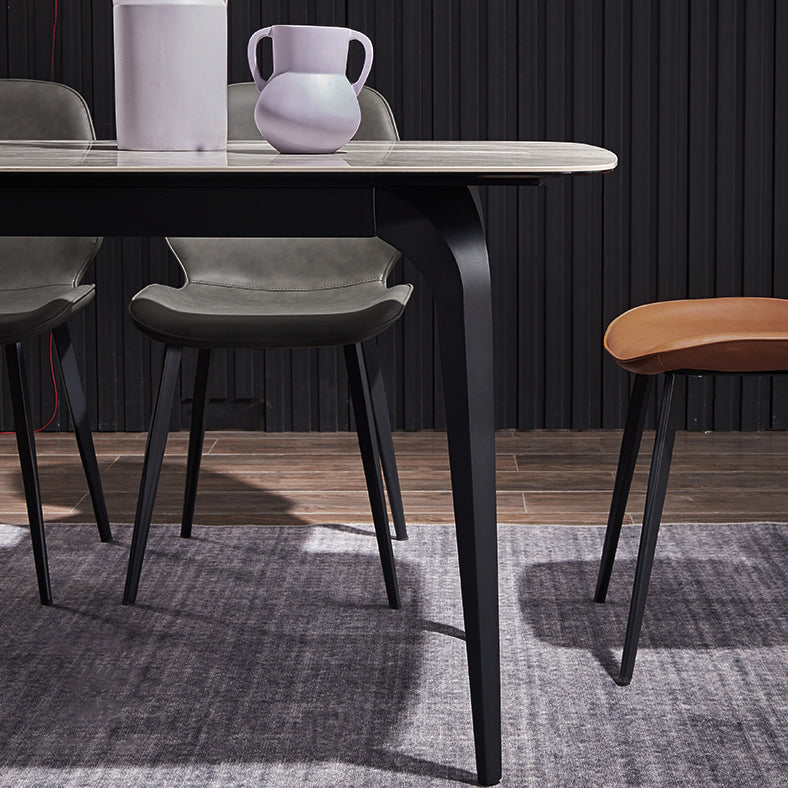Modern Rectangle Dinette Set 1/2/4/5/7 Pieces Dining Table Set with Grey Sintered Stone