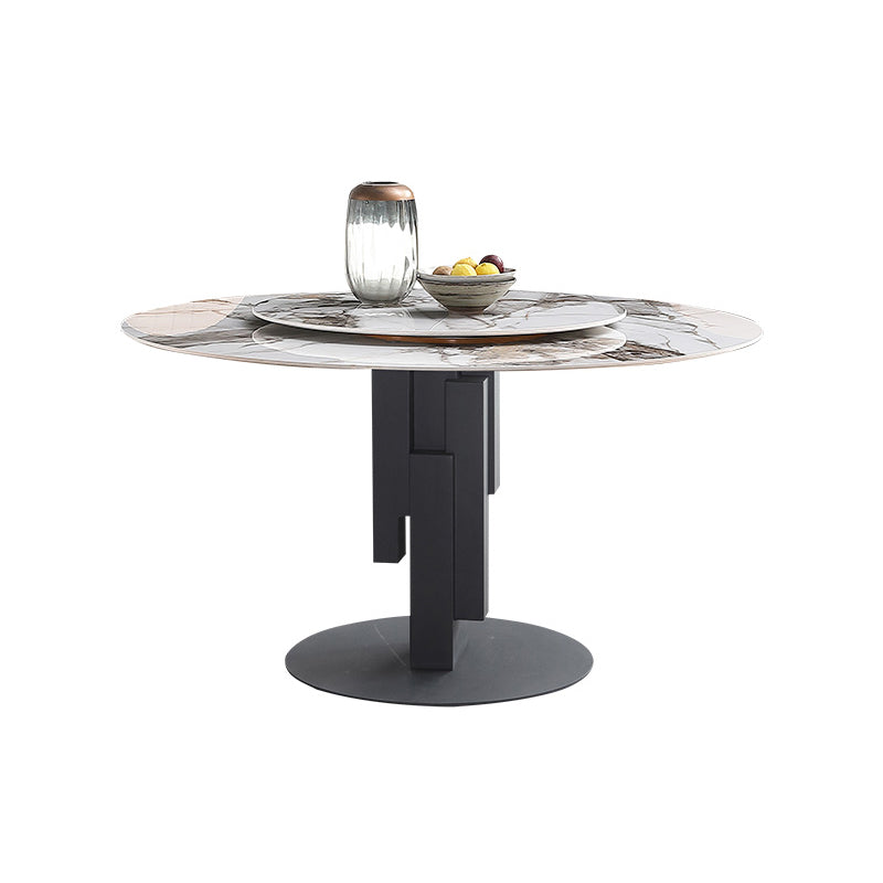 Modern Round Dinette Set 1/4/5/7 Pieces Black Dining Table Set with Sintered Stone Top
