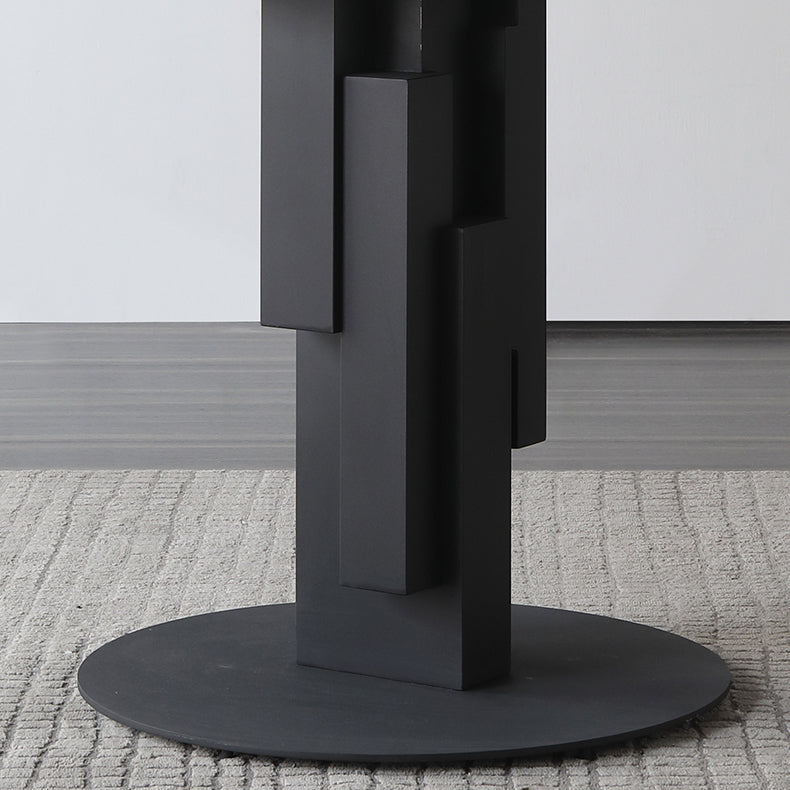 Modern Round Dinette Set 1/4/5/7 Pieces Black Dining Table Set with Sintered Stone Top