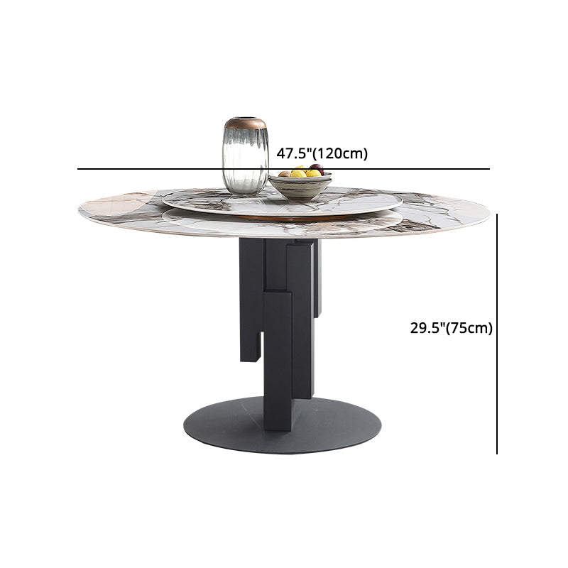Modern Round Dinette Set 1/4/5/7 Pieces Black Dining Table Set with Sintered Stone Top
