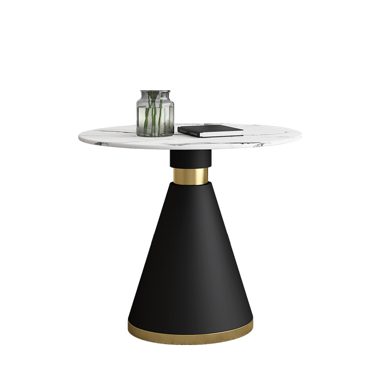 Glam Round Dinette Set 1/2/4/5 Pieces Black Dining Table Set with White Sintered Stone Top