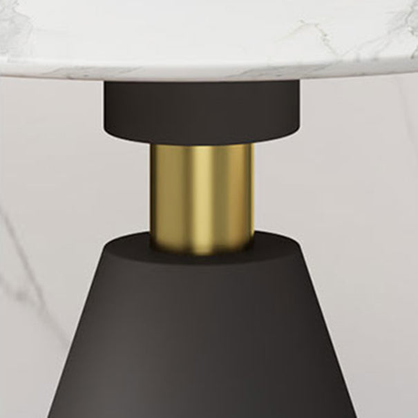 Glam Round Dinette Set 1/2/4/5 Pieces Black Dining Table Set with White Sintered Stone Top