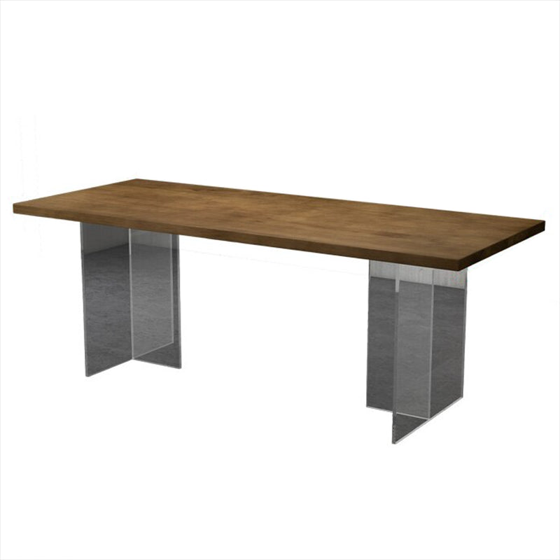 Modern Rectangle Dinette Set 1/4/5 Pieces Brown Pine Wood Dining Table Set