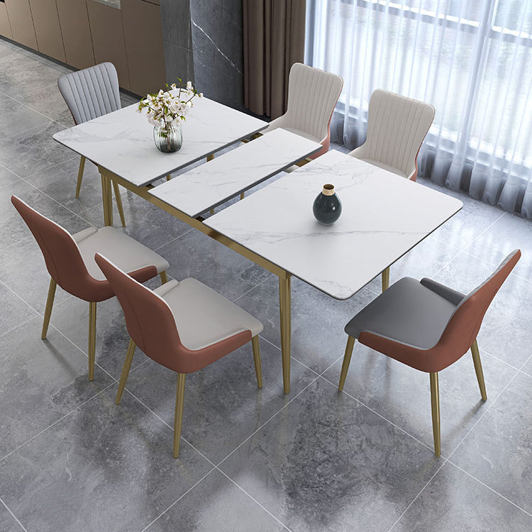 Glam Scalable Dinette Set 1/4/7 Pieces Rectangle Dining Table Set with Sintered Stone Top