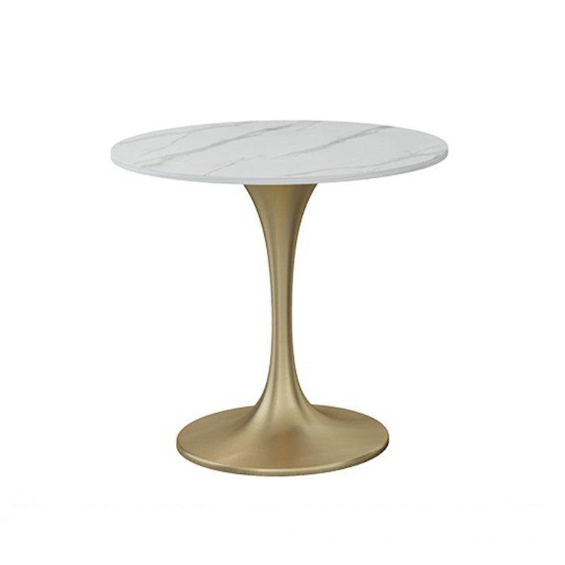 Round Luxury Dining Table White Fixed Table with Sintered Stone