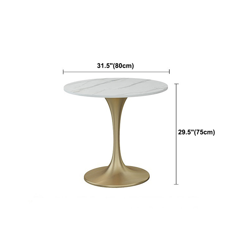 Round Luxury Dining Table White Fixed Table with Sintered Stone