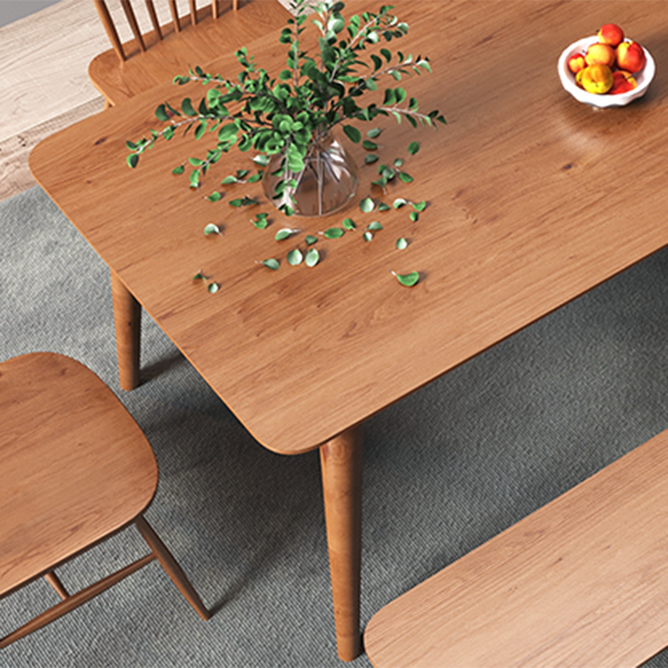 Modern Ash Wood Table for Restaurant Rectangle Dining Table with 4 Legs