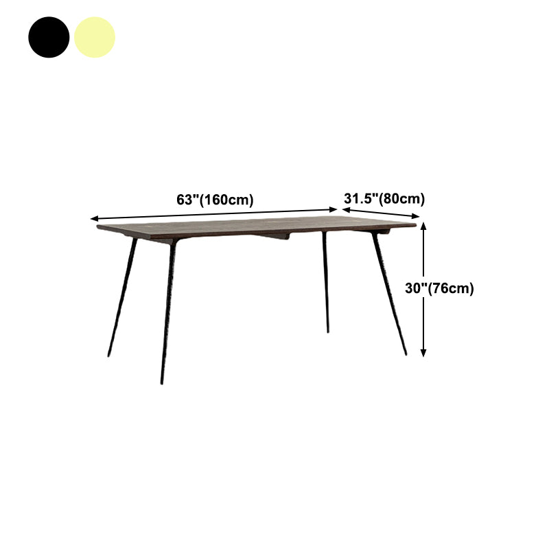 Rectangle Wood Color Dining Table Oak Solid Wood Table Luxury with 4 Legs