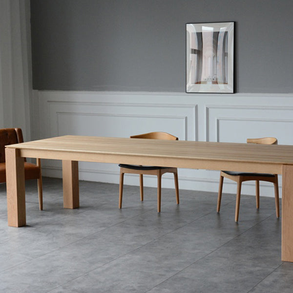 Rectangle Retro Modern Dining Table Fixed Table with Ashwood Solid Wood