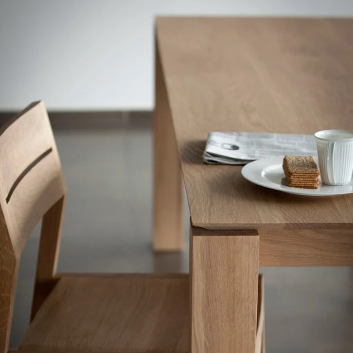 Rectangle Retro Modern Dining Table Fixed Table with Ashwood Solid Wood