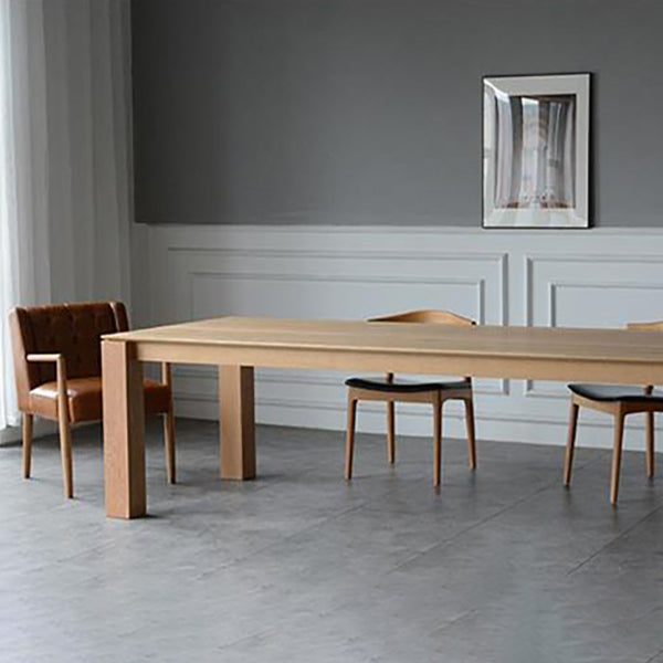 Rectangle Retro Modern Dining Table Fixed Table with Ashwood Solid Wood