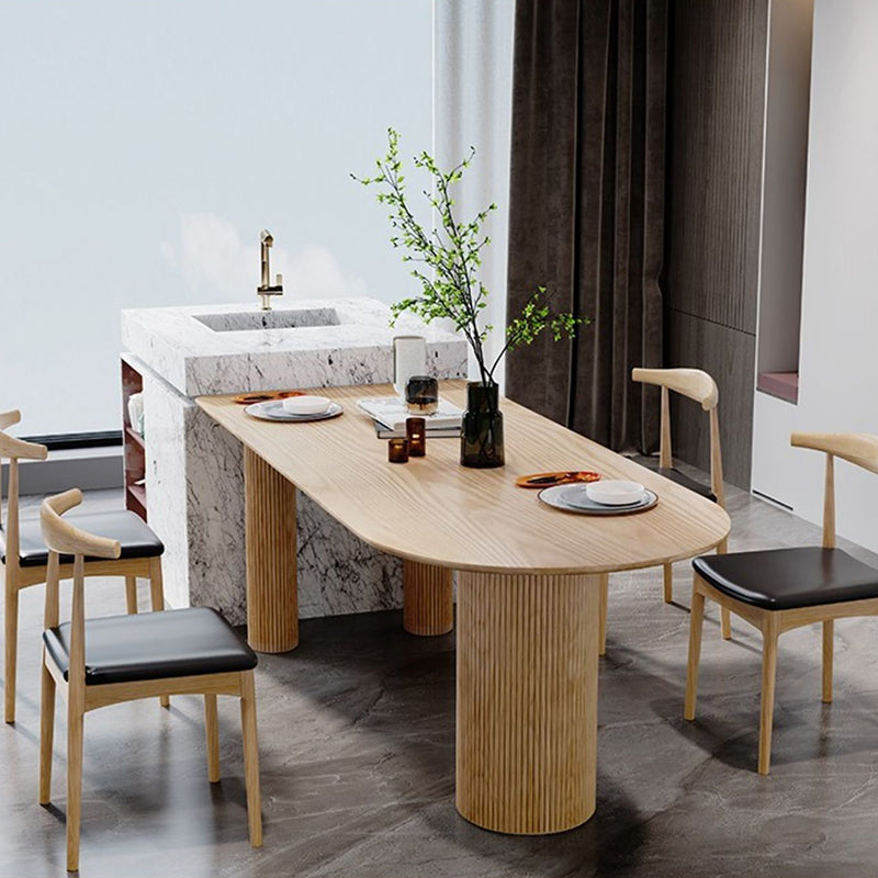 Irregular Shape Table for Restaurant Solid Wood Island Table with 3 Legs