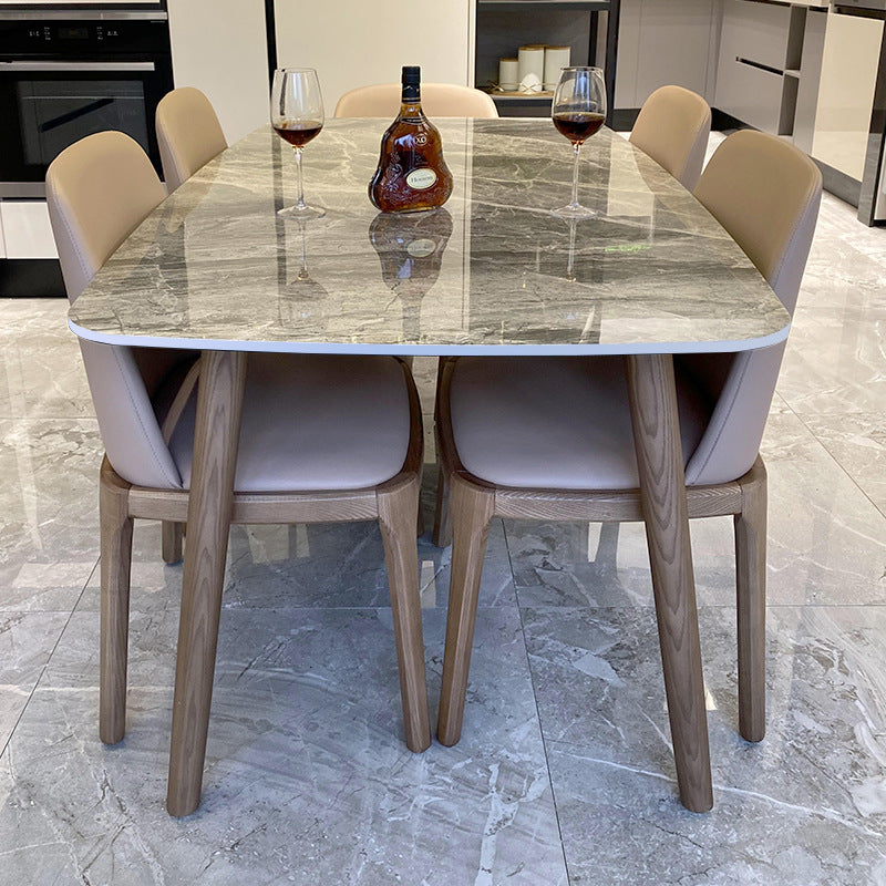 Modern Rectangle Stone Table Standard Height Table Dining Table with 4 Legs