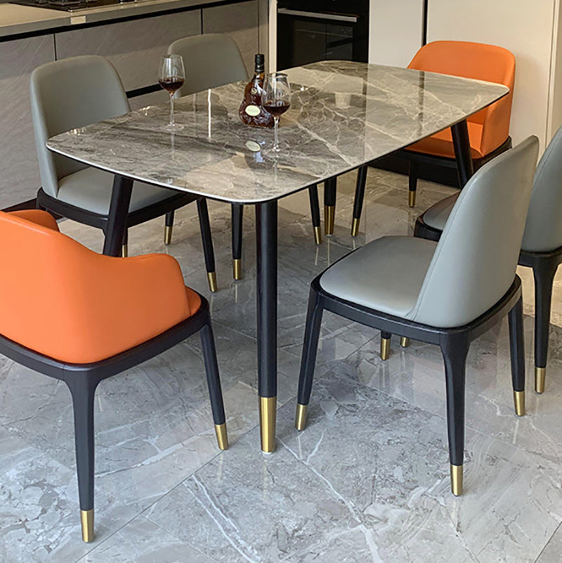 Modern Rectangle Stone Table Standard Height Table Dining Table with 4 Legs