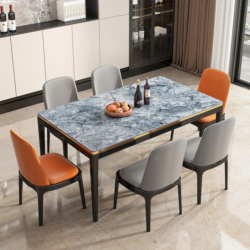Medieval Modern Sintered Stone Dining Table Rectangle Kitchen Table with 4 Legs
