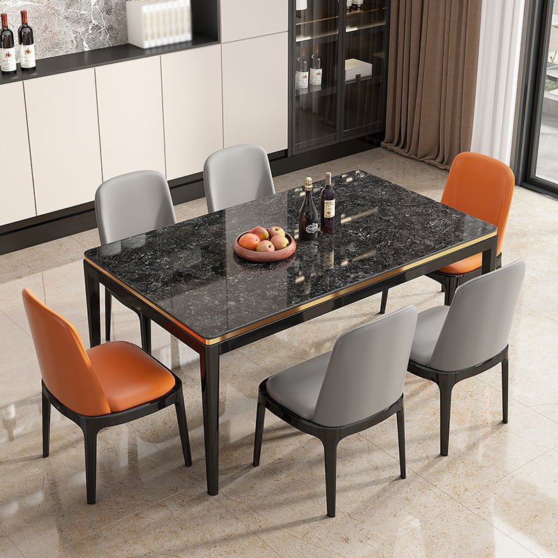 Medieval Modern Sintered Stone Dining Table Rectangle Kitchen Table with 4 Legs