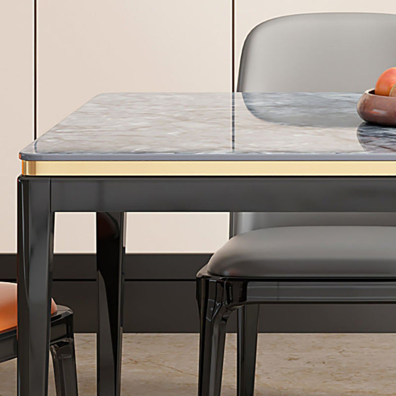 Medieval Modern Sintered Stone Dining Table Rectangle Kitchen Table with 4 Legs