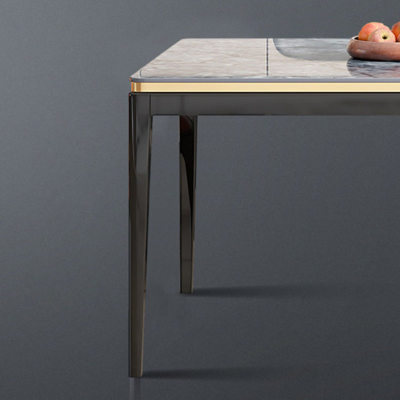 Medieval Modern Sintered Stone Dining Table Rectangle Kitchen Table with 4 Legs