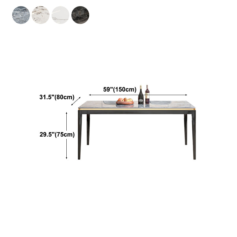Medieval Modern Sintered Stone Dining Table Rectangle Kitchen Table with 4 Legs