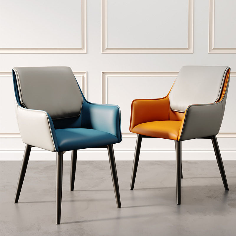 Modern Design Faux Leather Side Chair Arm Solid Back Side Chairs