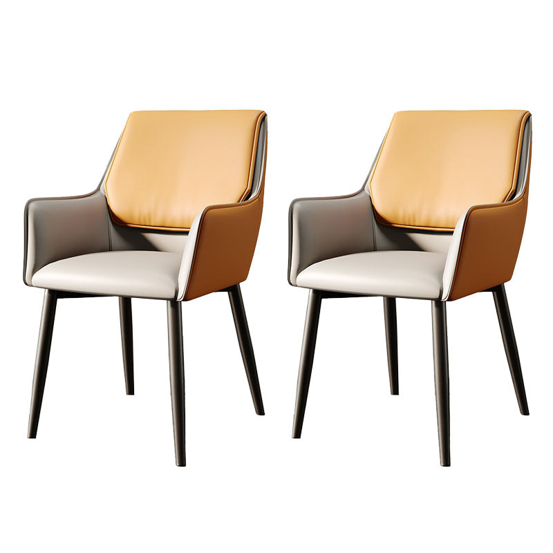 Modern Design Faux Leather Side Chair Arm Solid Back Side Chairs