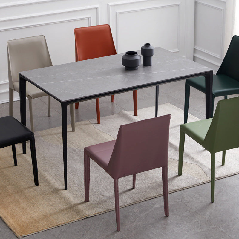 Contemporary Style Dining Chairs Armless Side Chair with Metal Legs