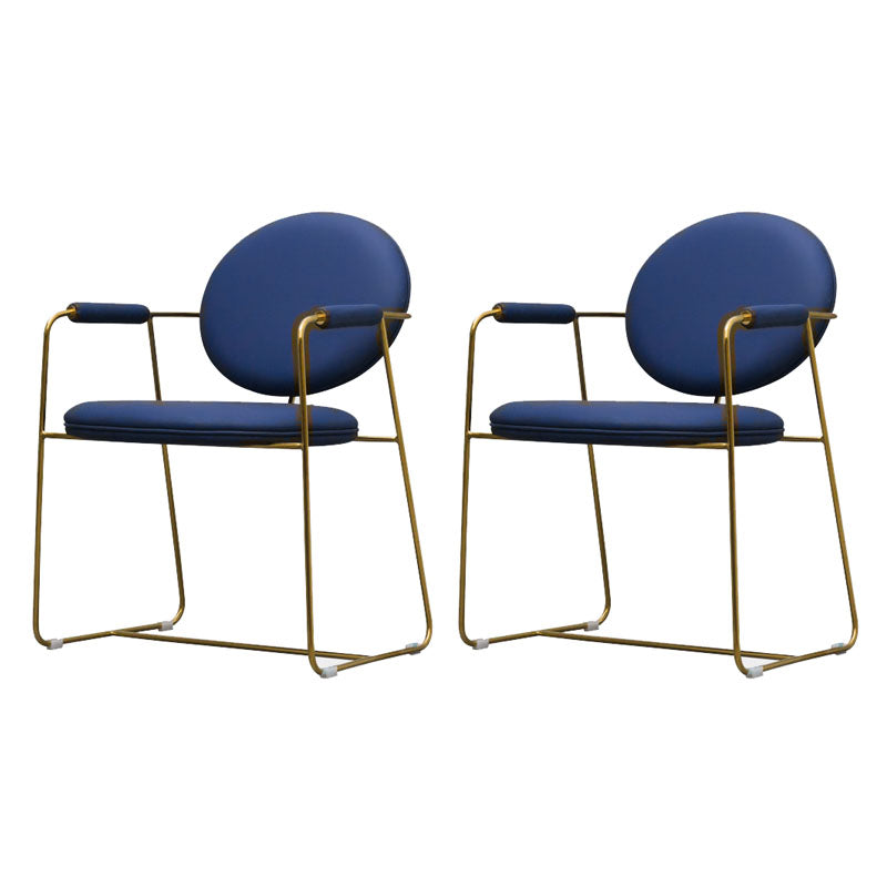 Scandinavian Arm PU Leather Dining Chairs Open Back Side Chair