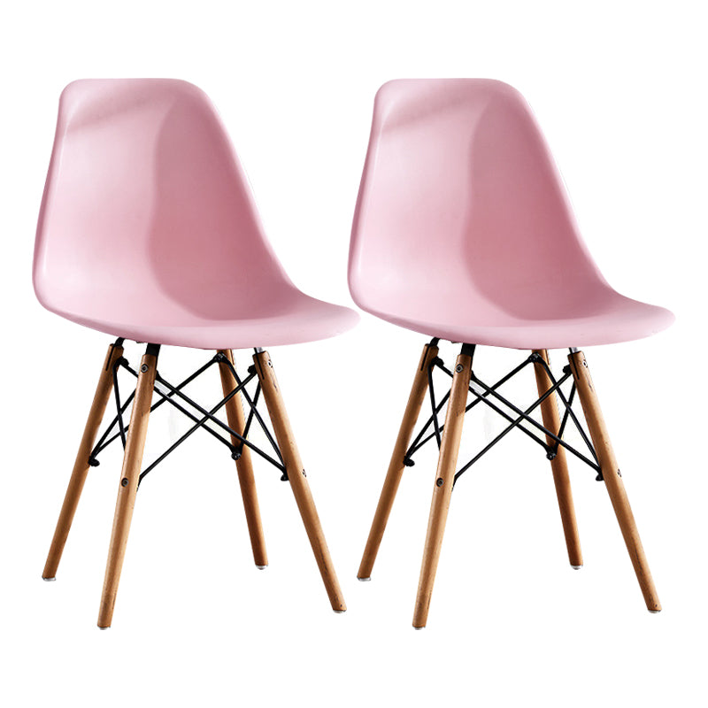 Contemporary Style Dining Chairs Armless Side Chair with Wooden Legs