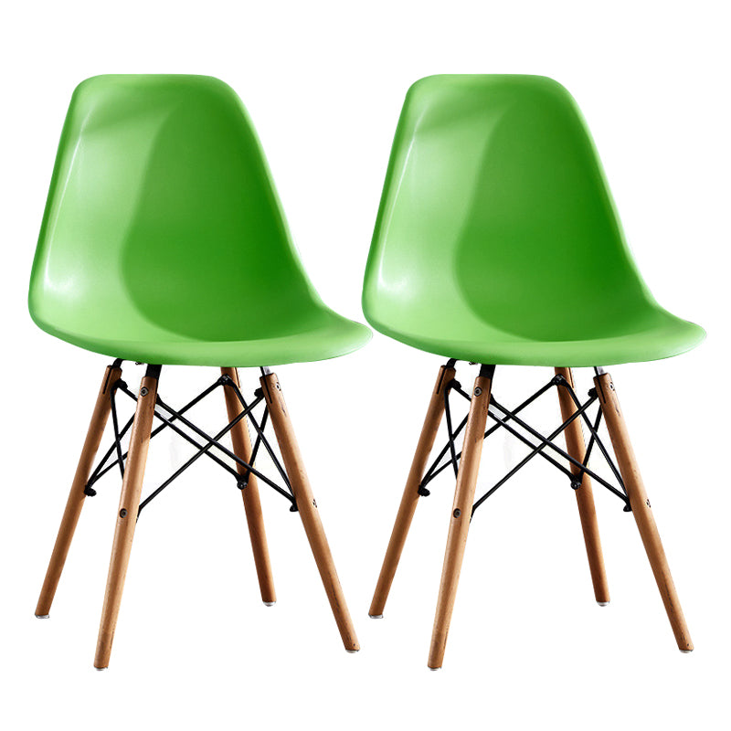 Contemporary Style Dining Chairs Armless Side Chair with Wooden Legs