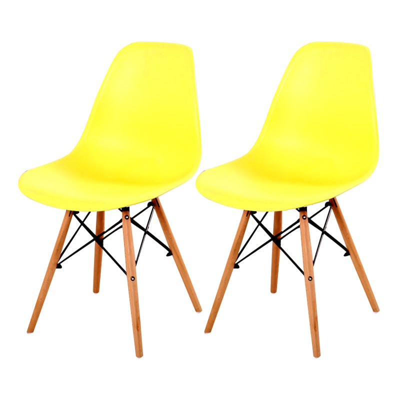 Contemporary Style Dining Chair Armless Side Chair with Wooden Legs