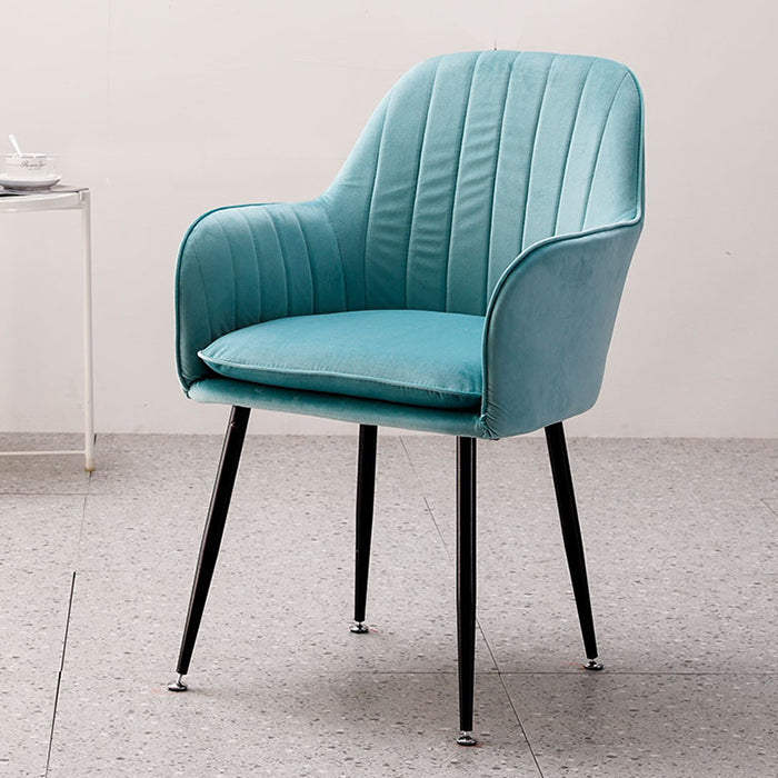 Nordic Glam Style Dining Chair Arm Side Chair with Metal Legs