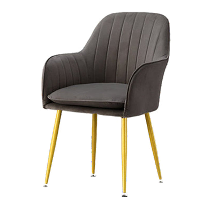Nordic Glam Style Dining Chair Arm Side Chair with Metal Legs