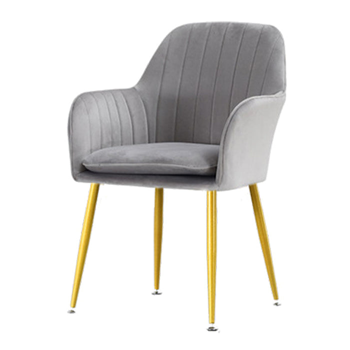 Nordic Glam Style Dining Chair Arm Side Chair with Metal Legs
