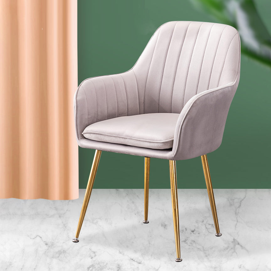 Nordic Glam Style Dining Chair Arm Side Chair with Metal Legs